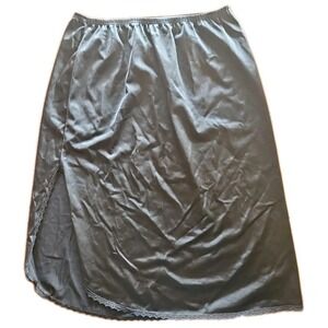 Vintage Vanity Fair Half Slip With Slit Black Nylon Sz S 24" USA